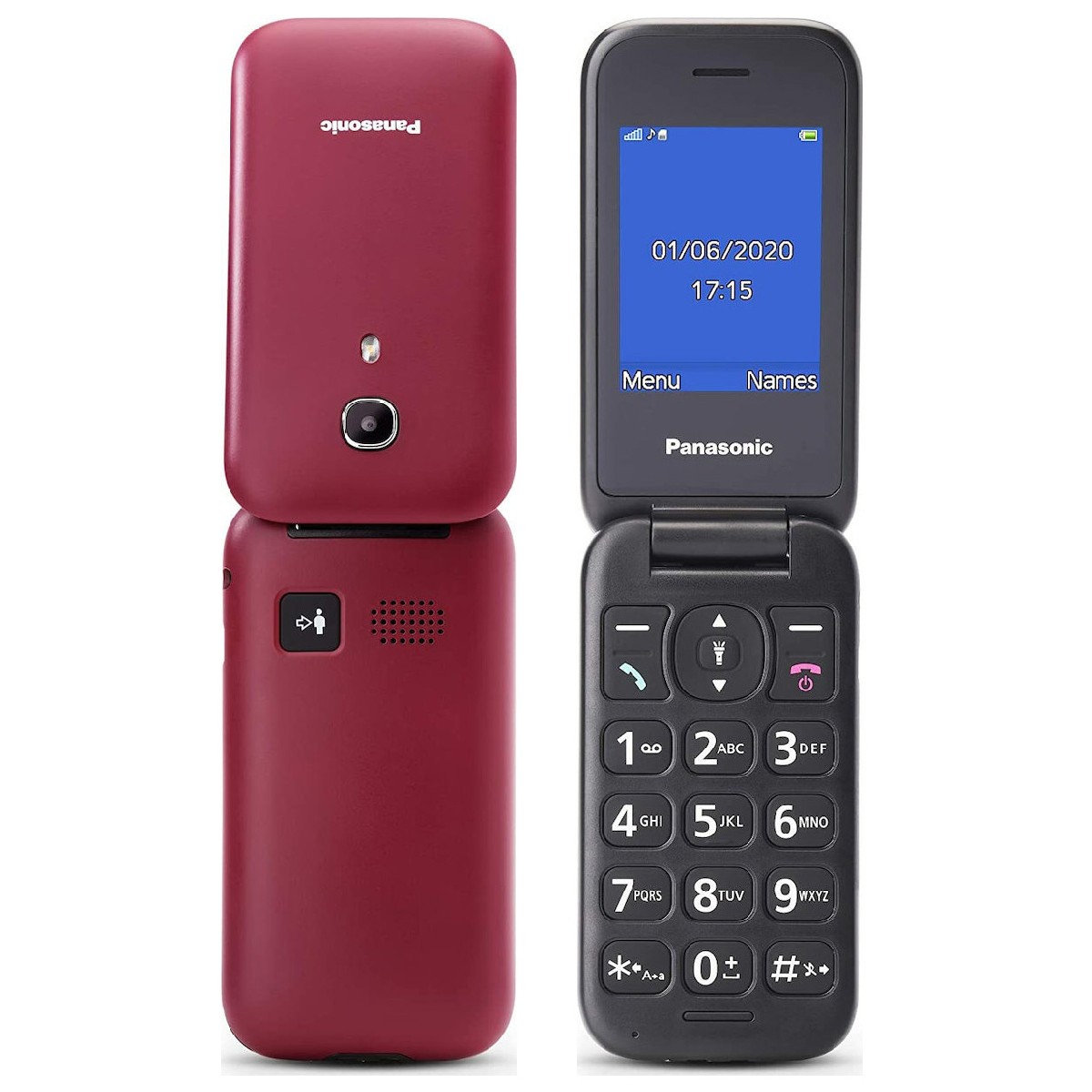 Panasonic KX-TU400EXRM Κόκκινο 2.4″ με MicroSD μέχρι 32GB, Bluetooth, Κάμερα, Μεγάλα Γράμματα και Πλήκτρο SOS