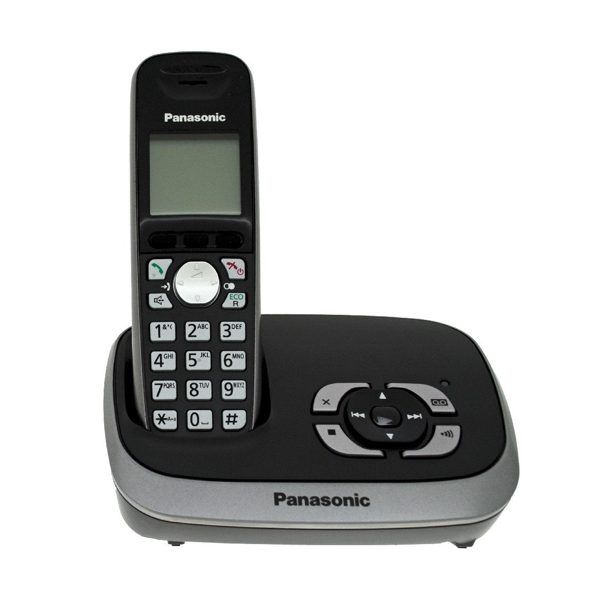 Refurbished (Εκθεσιακό) Ασύρματο Ψηφιακό Τηλέφωνο Panasonic KX-TG6521GRB Μαύρο με Αυτόματο Τηλεφωνητή