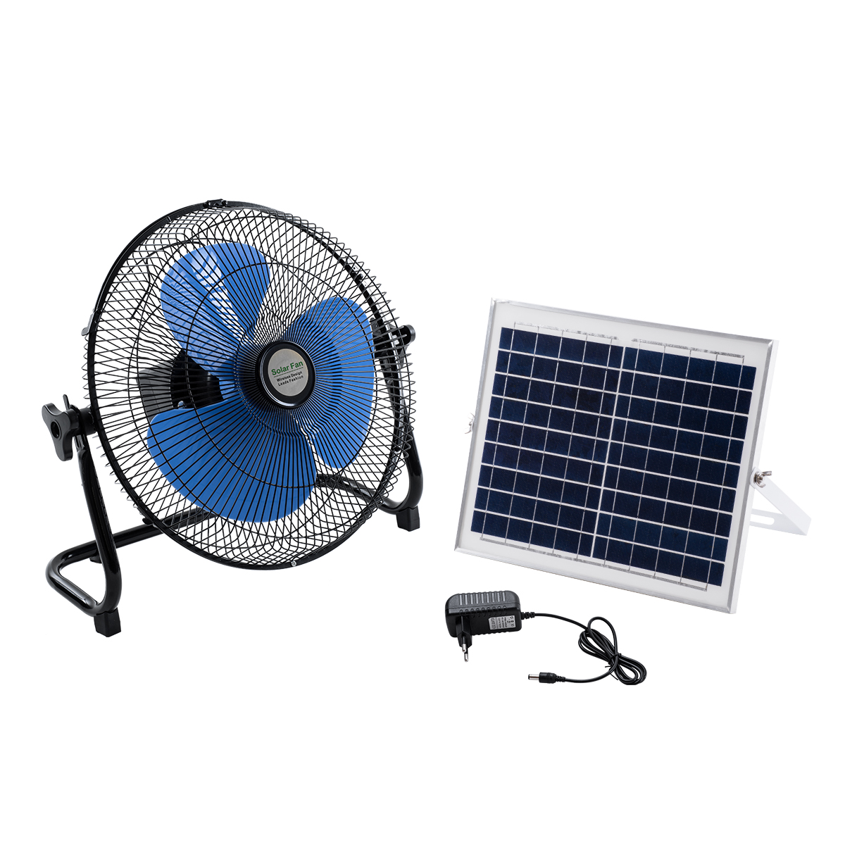 GloboStar® SOLARO-FAN 85351 Solar Fan Αυτόνομος Ηλιακός Επιδαπέδιος Ανεμιστήρας 25W 2 Λειτουργιών Ρεύματος με AC 220-240V ή με Φωτοβολταϊκό Panel 9V 12W & Επαναφορτιζόμενη Μπαταρία Li-ion 7.4V 4400mAh – 12 Ταχύτητες – Ενσωματωμένο USB 2.0 Charger Συσκευών – IP20 – Μ42 x Π20 x Υ35cm – Μαύρο & Μπλε – 2 Years Warranty