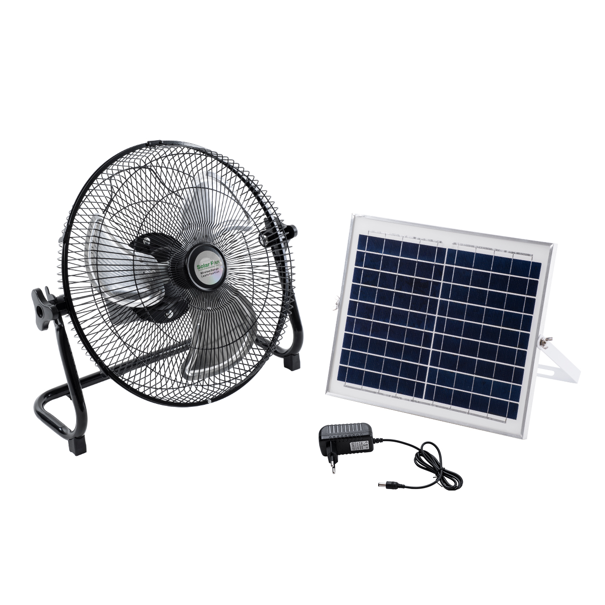 GloboStar® SOLARO-FAN 85352 Solar Fan Αυτόνομος Ηλιακός Επιδαπέδιος Ανεμιστήρας 25W 2 Λειτουργιών Ρεύματος με AC 220-240V ή με Φωτοβολταϊκό Panel 9V 12W & Επαναφορτιζόμενη Μπαταρία Li-ion 7.4V 4400mAh – 12 Ταχύτητες – Ενσωματωμένο USB 2.0 Charger Συσκευών – IP20 – Μ42 x Π20 x Υ35cm – Μαύρο & Ασημί – 2 Years Warranty