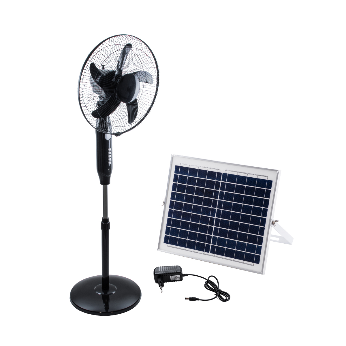 GloboStar® SOLARA-FAN 85356 Solar Fan Αυτόνομος Ηλιακός Επιδαπέδιος Ανεμιστήρας 25W 2 Λειτουργιών Ρεύματος με AC 220-240V ή με Φωτοβολταϊκό Panel 9V 12W & Επαναφορτιζόμενη Μπαταρία Li-ion 7.4V 4400mAh – 3 Ταχύτητες – Ενσωματωμένο USB 2.0 Charger Συσκευών – IP20 – Μ44 x Π37.5 x Υ132cm – Μαύρο – 2 Years Warranty