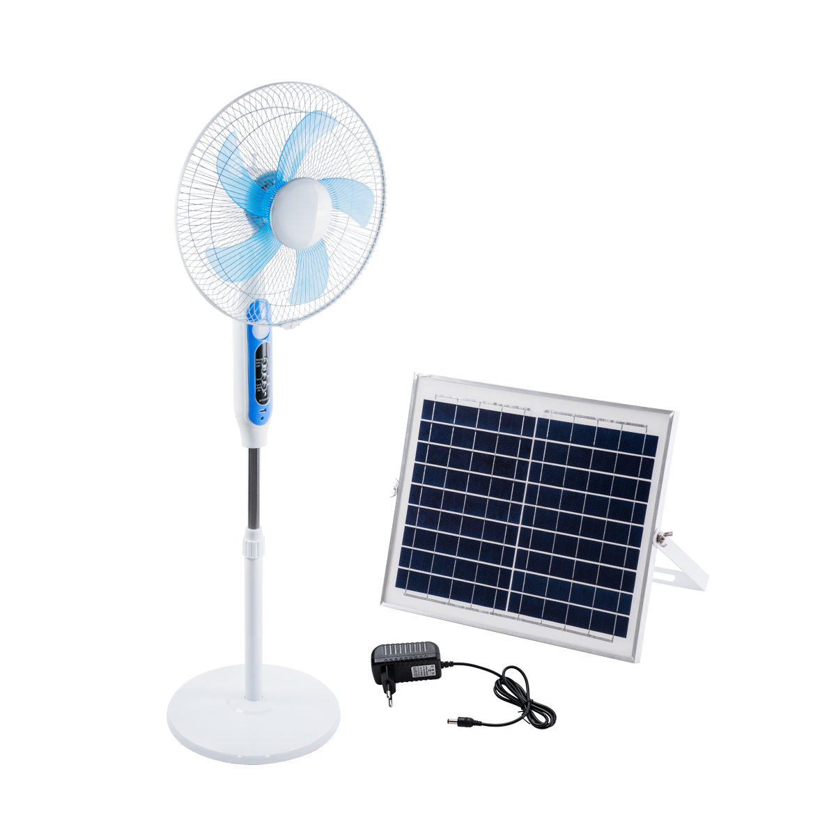 GloboStar® SOLARE-FAN 85357 Solar Fan Αυτόνομος Ηλιακός Επιδαπέδιος Ανεμιστήρας 25W 2 Λειτουργιών Ρεύματος με AC 220-240V ή με Φωτοβολταϊκό Panel 9V 15W & Επαναφορτιζόμενη Μπαταρία Li-ion 7.4V 6000mAh – 12 Ταχύτητες – Ασύρματο Χειριστήριο – Ενσωματωμένο USB 2.0 Charger Συσκευών – IP20 – Μ44 x Π37.5 x Υ132cm – Λευκό – 2 Years Warranty