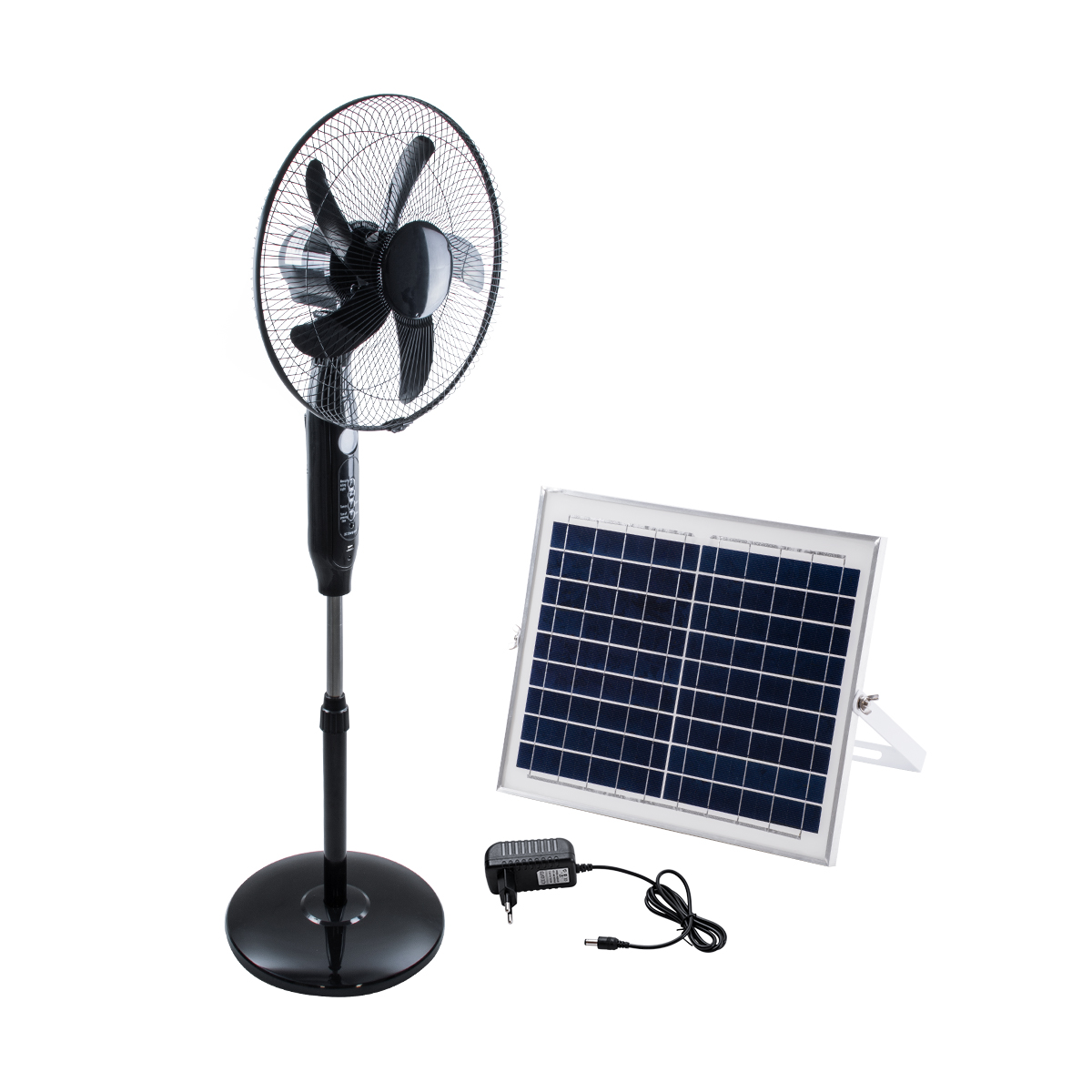 GloboStar® SOLARE-FAN 85358 Solar Fan Αυτόνομος Ηλιακός Επιδαπέδιος Ανεμιστήρας 25W 2 Λειτουργιών Ρεύματος με AC 220-240V ή με Φωτοβολταϊκό Panel 9V 15W & Επαναφορτιζόμενη Μπαταρία Li-ion 7.4V 6000mAh – 12 Ταχύτητες – Ασύρματο Χειριστήριο – Ενσωματωμένο USB 2.0 Charger Συσκευών – IP20 – Μ44 x Π37.5 x Υ132cm – Μαύρο – 2 Years Warranty