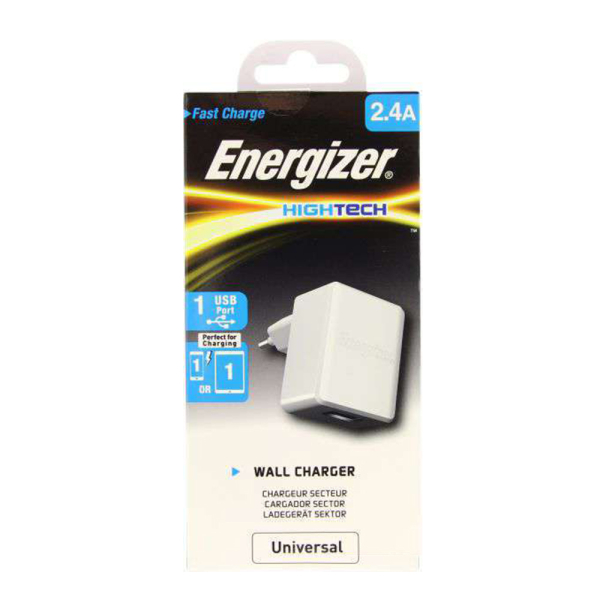 ENERGIZER TRAVEL CHARGER USB 2.4Amp white