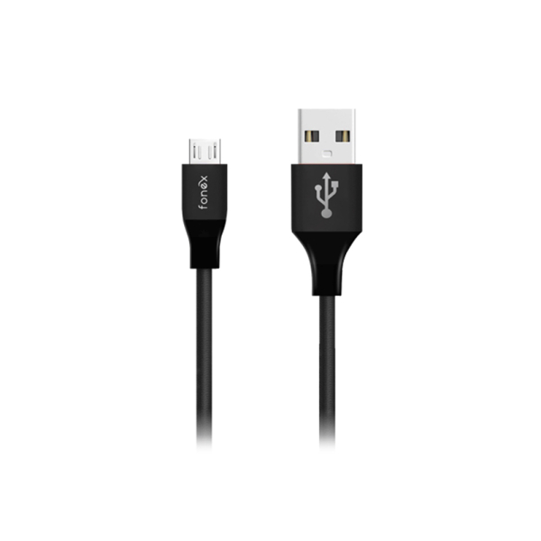 FONEX DATA CABLE FABRIC MICRO USB SPEED CHARGE 2A 1m black