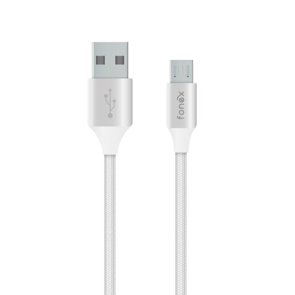 FONEX DATA CABLE FABRIC MICRO USB SPEED CHARGE 2A 1m white