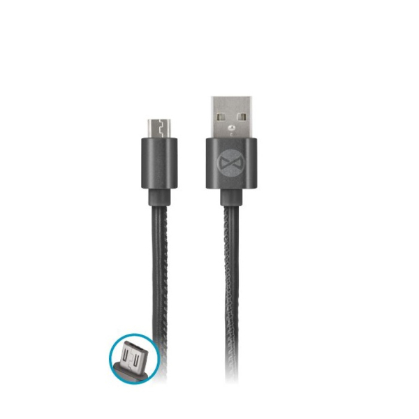 FOREVER LEATHER DATA CABLE MICRO USB 1m black