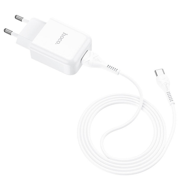 HOCO TRAVEL CHARGER N2 2A + DATA CABLE TYPE C white
