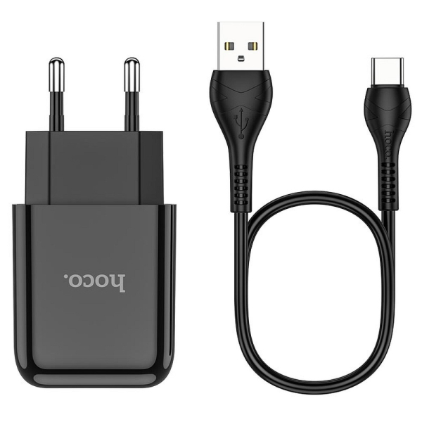 HOCO TRAVEL CHARGER N2 2A + DATA CABLE TYPE C black