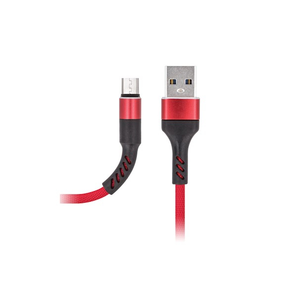 MAXLIFE FAST REINFORCED MICRO USB DATA CABLE 1m 2A red