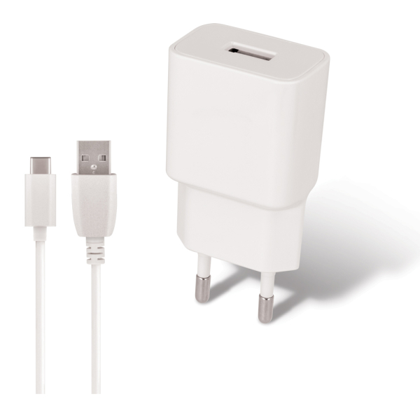 MAXLIFE TRAVEL FAST CHARGER 2.1A + TYPE C DATA CABLE white