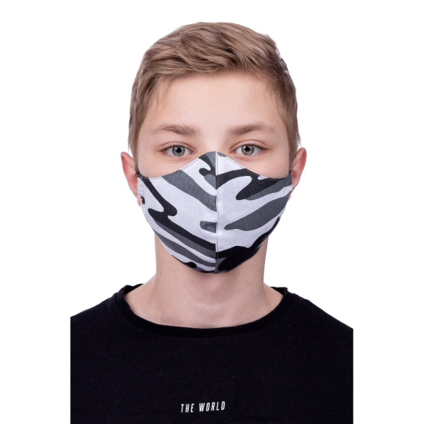 PROFILED FACE MASK CAMO GREY  COLOR 8-12 YEARS OLD