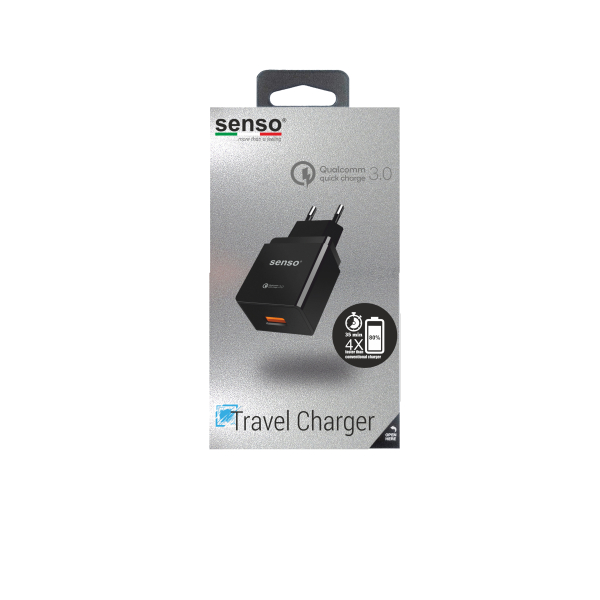 SENSO QUALCOMM QUICK CHARGE 3.0 TRAVEL CHARGER black