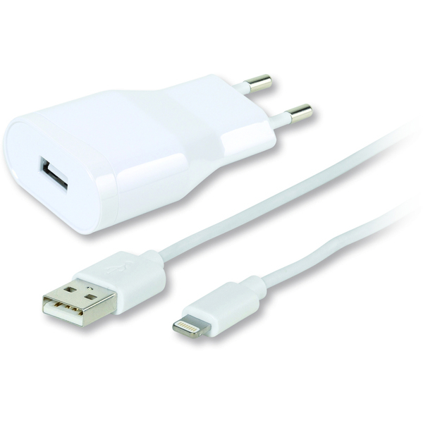 VIVANCO TRAVEL CHARGER MFI 2.4A + DATA CABLE LIGHTNING 1.2m white