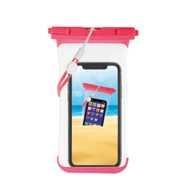 VIVANCO UNIVERSAL BEACH WATERPROOF CASE FOR SMARTPHONES UP TO 6.7' pink