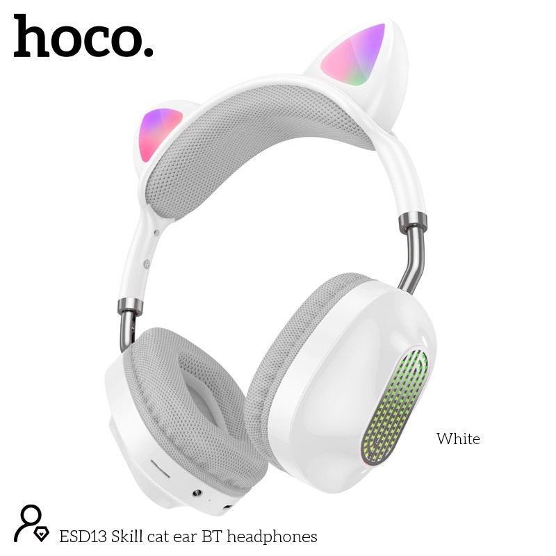 Ασύρματα Ακουστικά Stereo Hoco ESD13 Cat Ear BT5.3 400mAh με Μικρόφωνο και Noise Reduction Λευκά