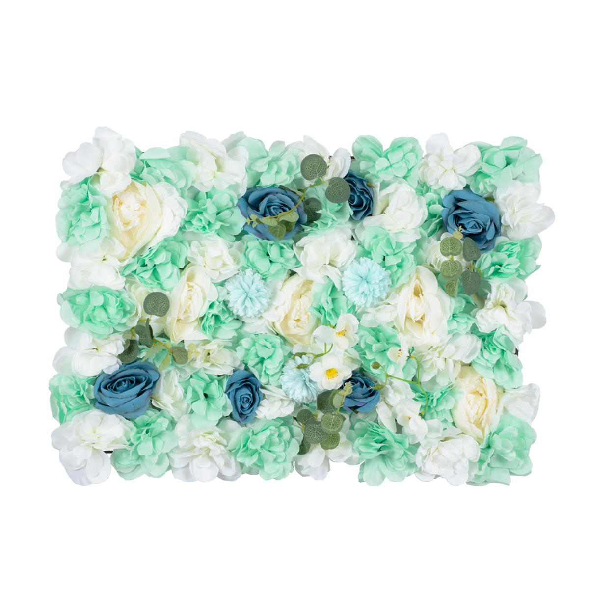 GloboStar® Artificial Garden ROSES STORY BLUE 78334 Τεχνητό Διακοσμητικό Πάνελ Λουλουδιών – Κάθετος Κήπος σύνθεση Αμβροσία Μ60 x Π40 x Υ6cm