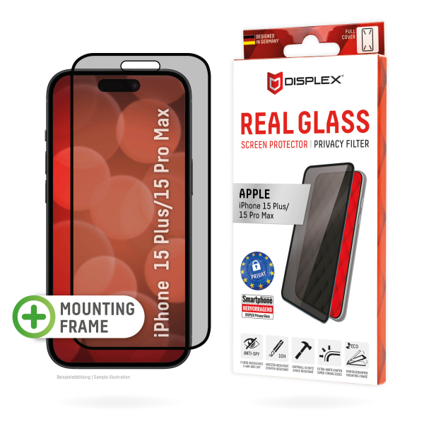 DISPLEX REAL GLASS 3D APPLE IPHONE 15 PLUS / 15 PRO MAX PRIVACY WITH APPLICATOR