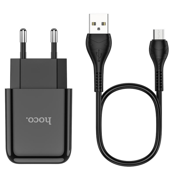 HOCO TRAVEL CHARGER N2 2A + DATA CABLE MICRO USB black