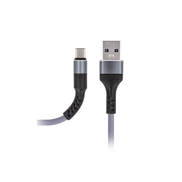 MAXLIFE FAST REINFORCED TYPE C DATA CABLE 1m 2A grey