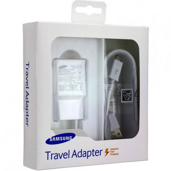 ORIGINAL SAMSUNG TRAVEL CHARGER MICRO USB 2A FAST CHARGING WITH CABLE white blister