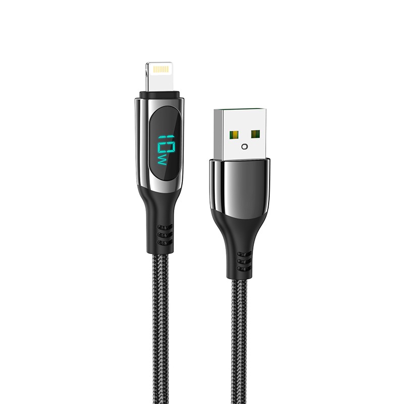 Καλώδιο Σύνδεσης Hoco S51 Extreme USB σε Lightning για Γρήγορη Φόρτιση και  Οθόνη Ένδειξης Φόρτισης 2.4A Μαύρο 1.2m