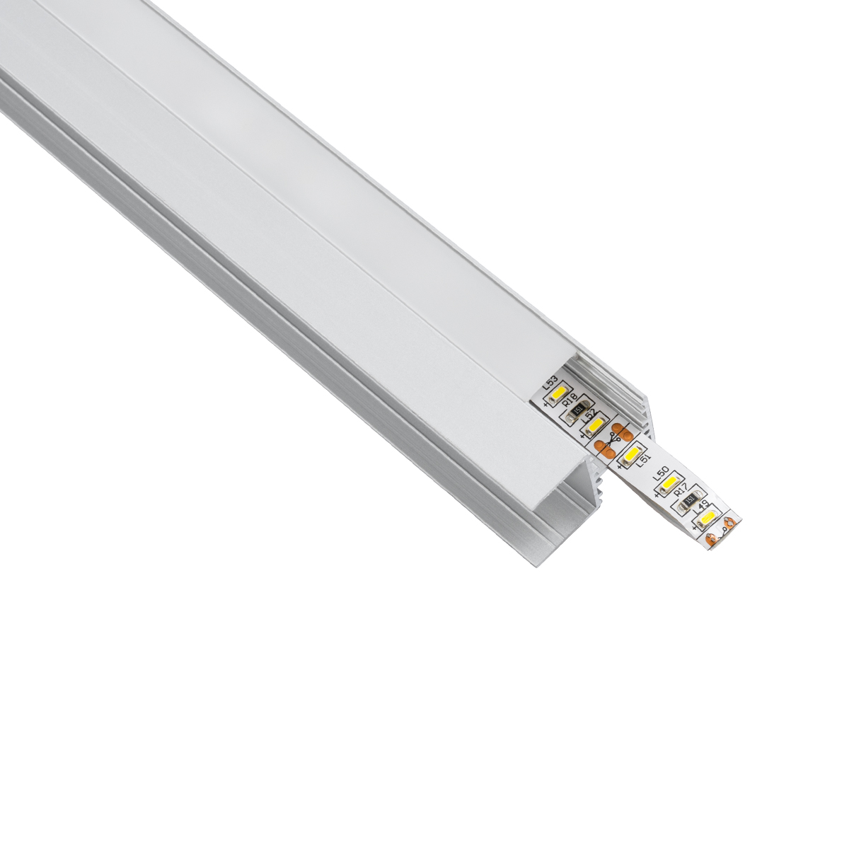 GloboStar® BOARD-PROFILE 70814-3M Προφίλ Αλουμινίου – Βάση & Ψύκτρα Ταινίας LED με Λευκό Γαλακτερό Κάλυμμα – Χρήση για Φωτισμού Ραφιού με Τοποθέτηση σε Ξύλο Πάχους 18mm – Πατητό Κάλυμμα – Ασημί – 3 Μέτρα – Πακέτο 5 Τεμαχίων – Μ300 x Π1.5 x Υ2cm