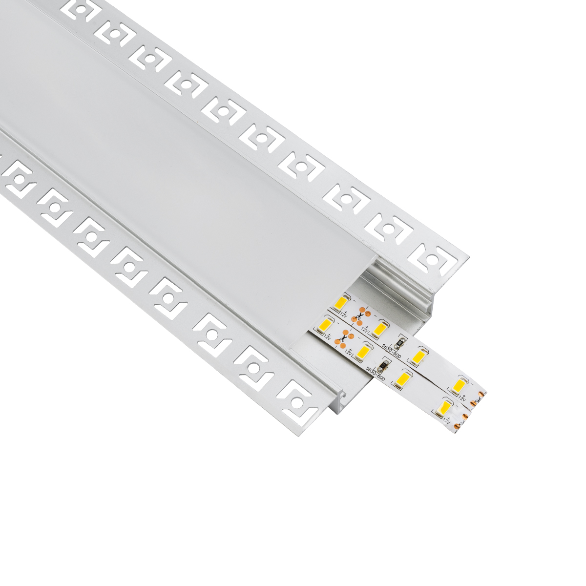 GloboStar® PLASTERBOARD-PROFILE 70862-3M Προφίλ Αλουμινίου – Βάση & Ψύκτρα Ταινίας LED με Λευκό Γαλακτερό Κάλυμμα – Χωνευτή Χρήση σε Γυψοσανίδα – Trimless – Πατητό Κάλυμμα – Ασημί – 3 Μέτρα – Πακέτο 5 Τεμαχίων – Μ300 x Π8.8 x Υ2cm