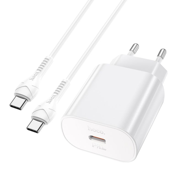 HOCO TRAVEL CHARGER PD 25W Q3.0 N22 + DATA CABLE TYPE C white