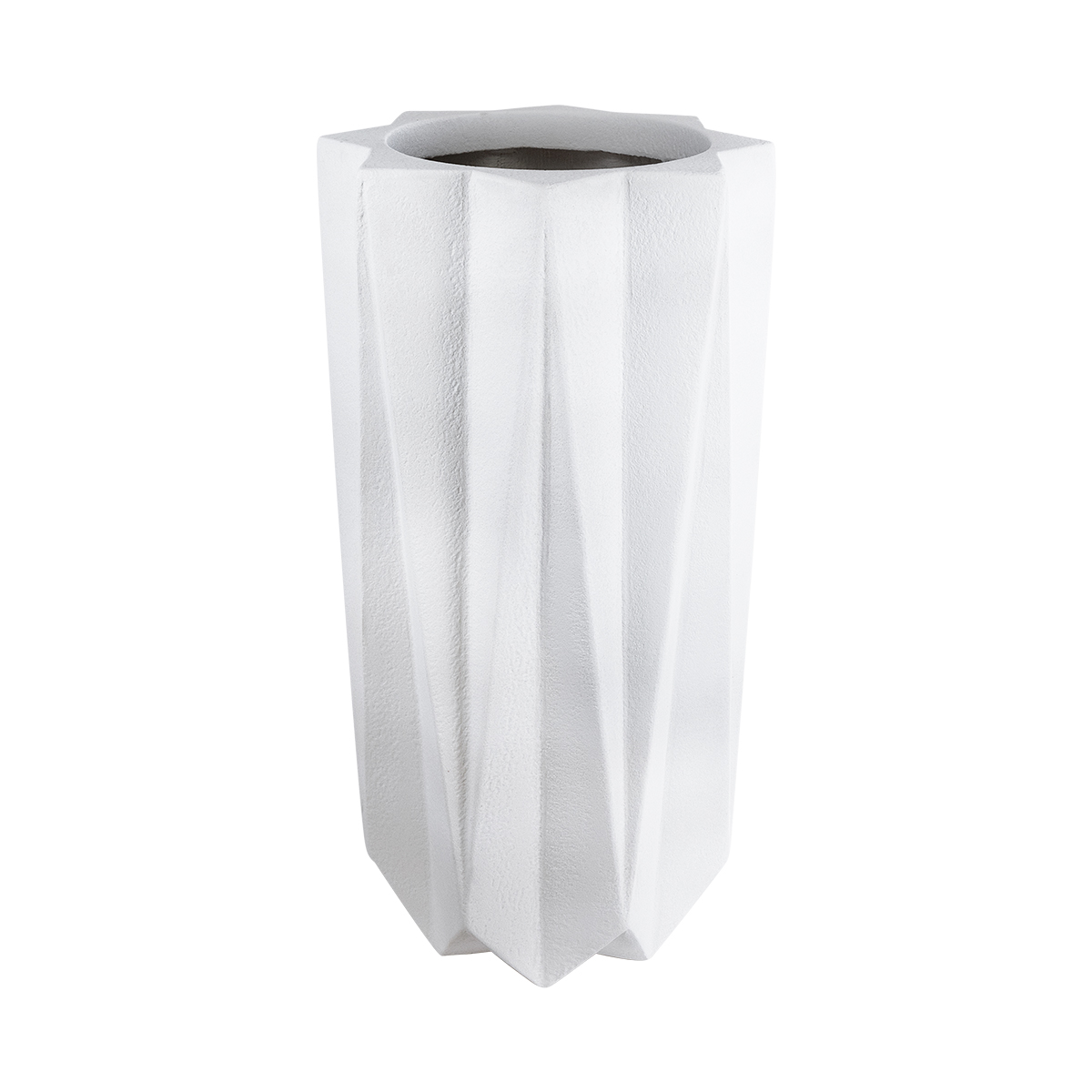 GloboStar® Artificial Garden PADOVA 20739 Επιδαπέδιο Πολυεστερικό Τσιμεντένιο Κασπώ Γλάστρα – Flower Pot Λευκό Φ48 x Υ100cm