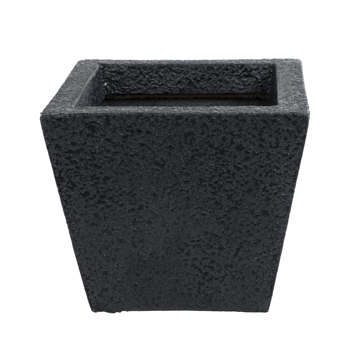 GloboStar® Artificial Garden KARRASPIO 20770 Επιδαπέδιο Πολυεστερικό Τσιμεντένιο Κασπώ Γλάστρα – Flower Pot Μαύρο Μ34 x Π34 x Υ30cm