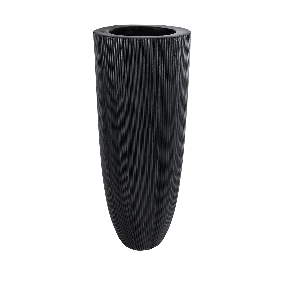 GloboStar® Artificial Garden CASTLE 20792 Επιδαπέδιο Πολυεστερικό Τσιμεντένιο Κασπώ Γλάστρα – Flower Pot Μαύρο Φ43 x Υ112cm