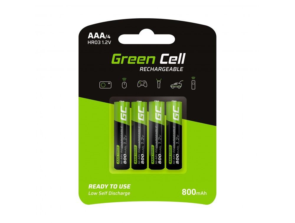 Μπαταρία Επαναφορτιζόμενη Green Cell GR04 800 mAh size AAA HR033 1.2V Τεμ. 4