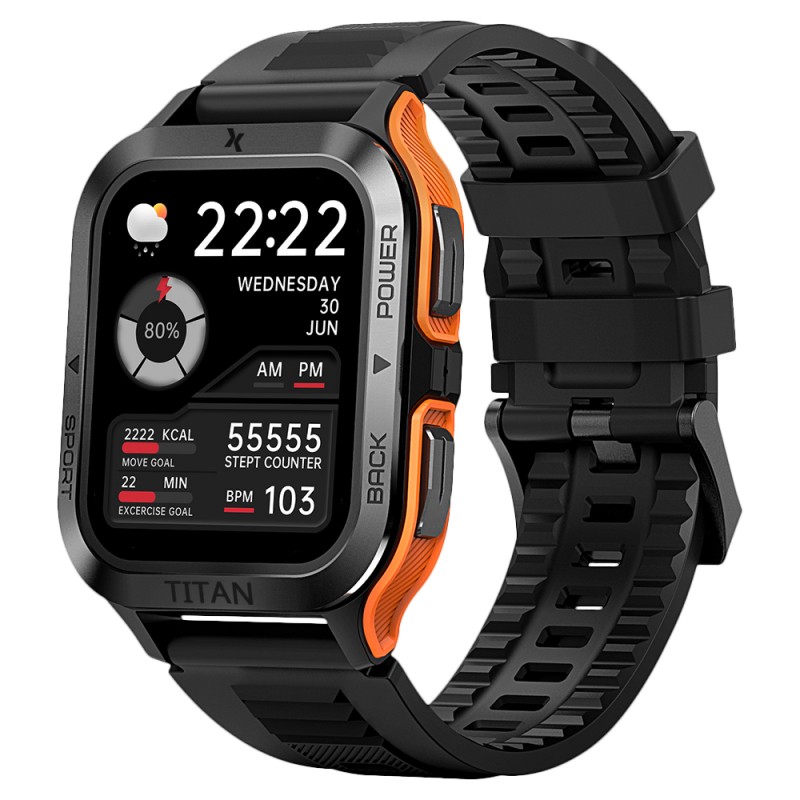 Smartwatch Maxcom FW67 Titan Pro IP69K 360mAh με 1.85” IPS Gorilla Glass 22mm Silicon Band Orange