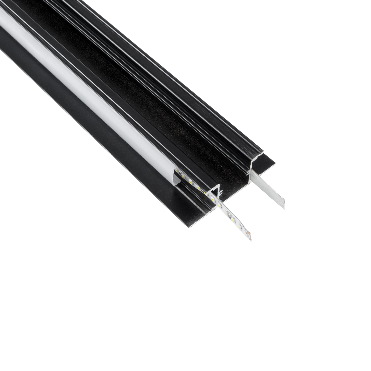 GloboStar® SURFACE-PROFILE 70845-3M Προφίλ Αλουμινίου – Βάση & Ψύκτρα Ταινίας LED με Λευκό Γαλακτερό Κάλυμμα – Επιφανειακή Χρήση Δημιουργίας Κρυφού Φωτισμού Πάνω/Κάτω – Πατητό Κάλυμμα – Μαύρο – 3 Μέτρα – Μ300 x Π5 x Υ1.7cm