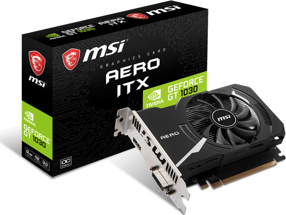 MSI GeForce GT 1030 2GB GDDR4 Aero ITX 2GD4 OC Κάρτα Γραφικών