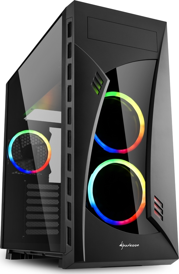 Sharkoon Night Shark Gaming Midi Tower Κουτί Υπολογιστή με Πλαϊνό Παράθυρο και RGB Φωτισμό Μαύρο