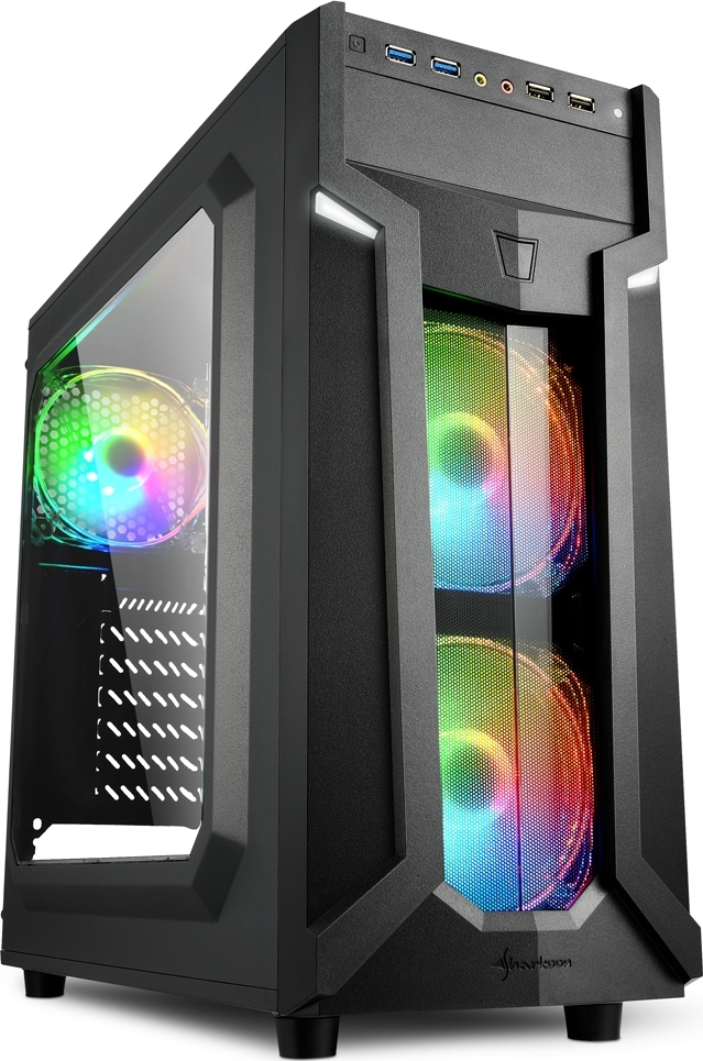 Sharkoon VG6-W RGB Gaming Midi Tower Κουτί Υπολογιστή με Πλαϊνό Παράθυρο Μαύρο
