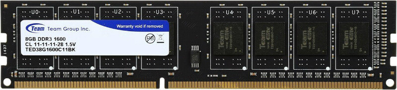TeamGroup Elite 8GB DDR3 RAM με Ταχύτητα 1600 για Desktop (TED38G1600C1101)