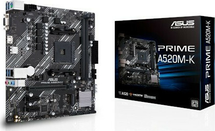 Asus Prime A520M-K Motherboard Micro ATX με AMD AM4 Socket
