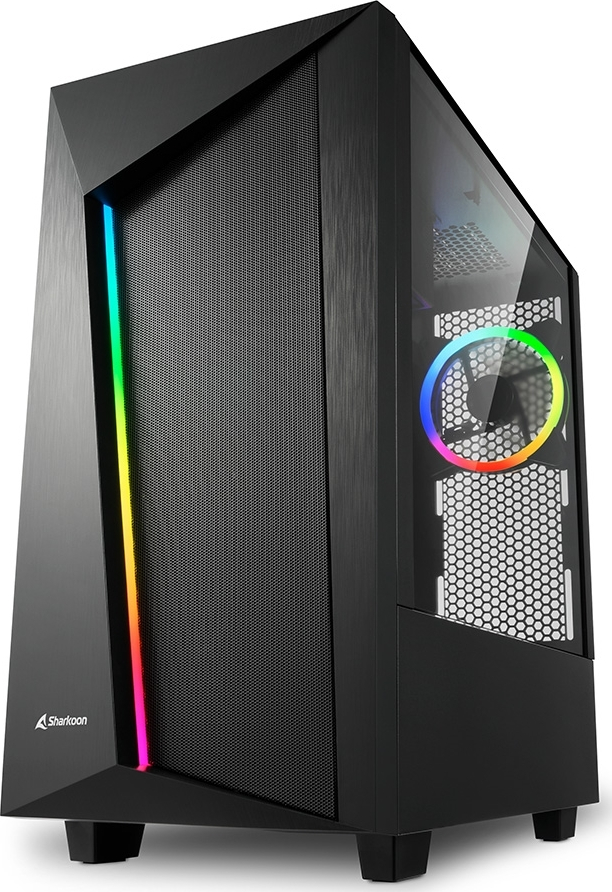 Sharkoon REV100 Gaming Midi Tower Κουτί Υπολογιστή με Πλαϊνό Παράθυρο και RGB Φωτισμό Μαύρο
