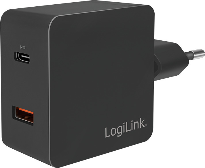 LogiLink Φορτιστής Χωρίς Καλώδιο με Θύρα USB-A και Θύρα USB-C 18W Power Delivery Μαύρος (PA0220)