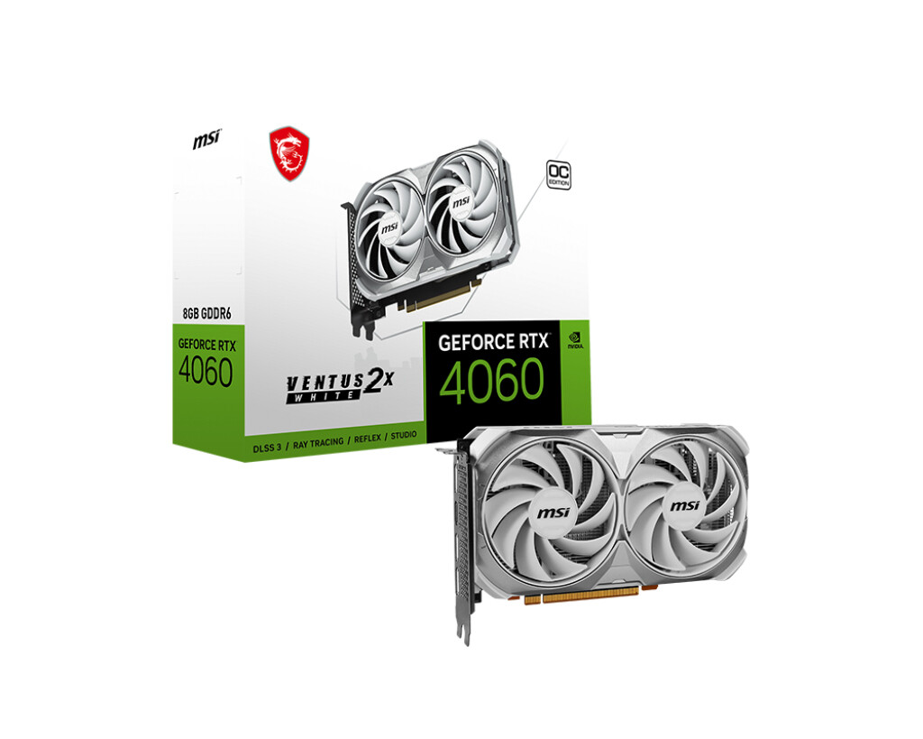 MSI GeForce RTX 4060 8GB GDDR6 Ventus 2X White OC Κάρτα Γραφικών (912-V516-032)