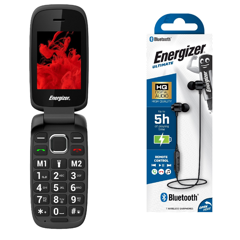 Energizer Classic E20+ 32MB/2GB Dual Sim 2G 2.4″ + Bluetooth Earphones Energizer CIBT20BK2