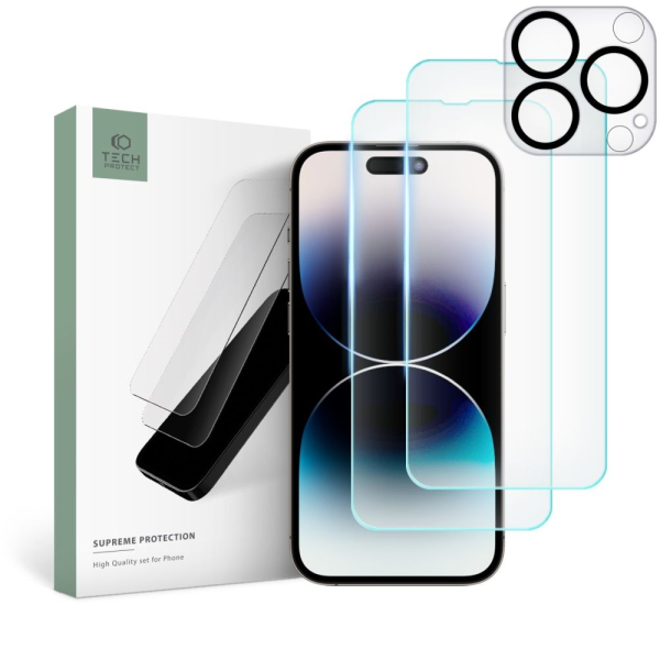 TECH-PROTECT SUPREME SET TEMPERED GLASS CAMERA + SCREEN IPHONE 14 PRO MAX