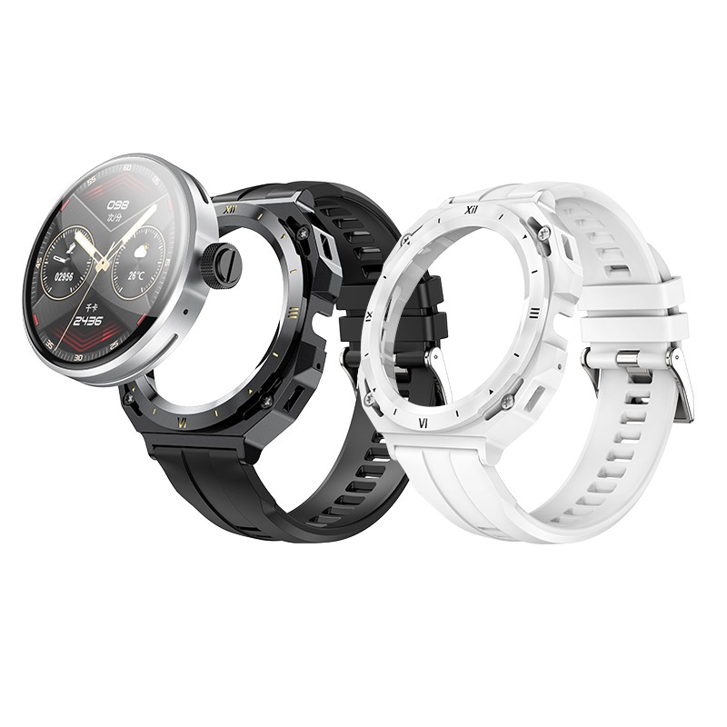 Smartwatch Hoco Y14 IP67 IPS Οθόνη 1.32″ 200mAh V5.0 με Δυνατότητα Κλήσεων και 2 Λουράκια Μαύρο/Άσπρο