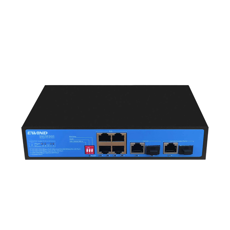 Ethernet Switch Ewind EW-S1907CG-AP 4×10/100/1000Mbps  + 1x1000Mbps  RJ45 Port+1x1000Mbps  SFP Port+ 1xCombo Port Gigabit PoE Switch