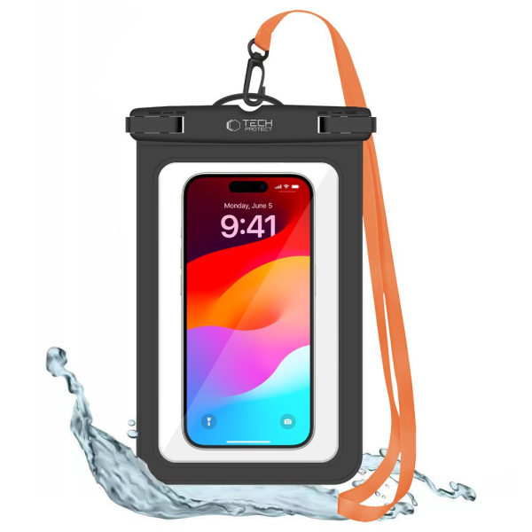 TECH-PROTECT WATERPROOF CASE FOR SMARTPHONES 8.9 inch black orange
