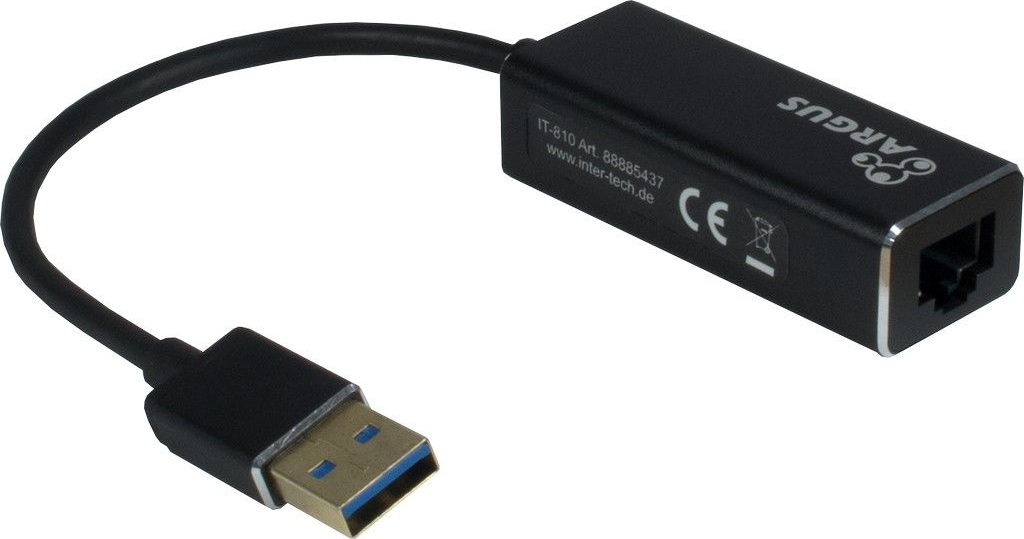 Adapter USB3.0 > RJ45 Gigabit Lan 1000 MBit/s Inter-Tech Black