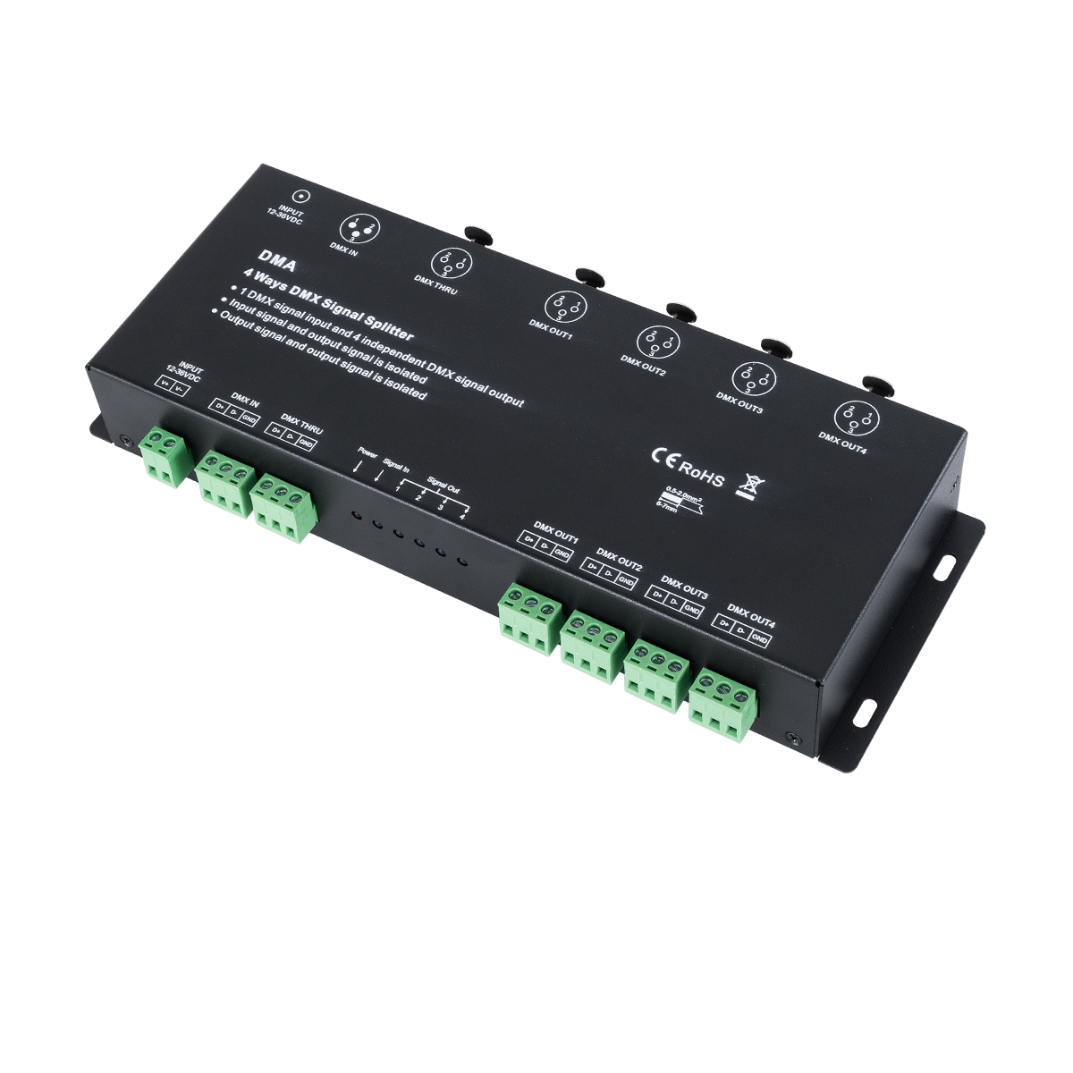 GloboStar® 73136 DMA SKYDANCE DC DMX512 Signal Splitter / Amplifier 4 Καναλιών DC 12-36V – IP20 Μ25.6 x Π9.2 x Υ3.8cm – 5 Χρόνια Εγγύηση